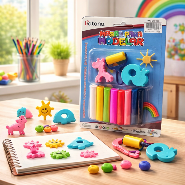 Producto - Masa para Modelar x8 Colores + 3 Moldes 7069