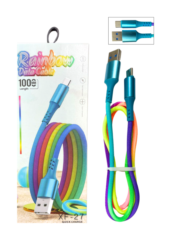 Producto - CABLE USB A TIPO C RAINBOW DATA CABLE XF-27