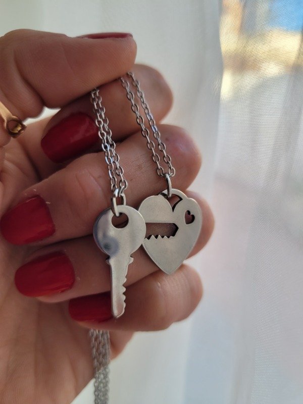 Producto - Gargantillas corazón con llave para compartir AQ