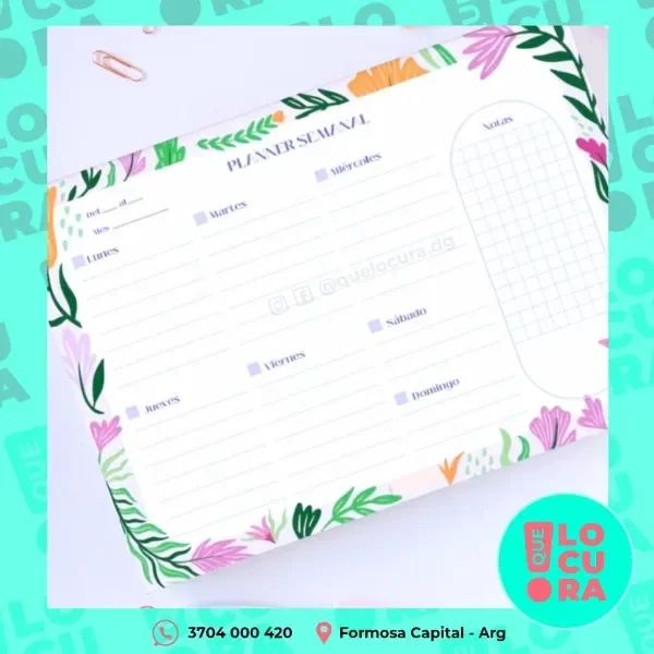 Producto - Planner Semanal A4 - Flores