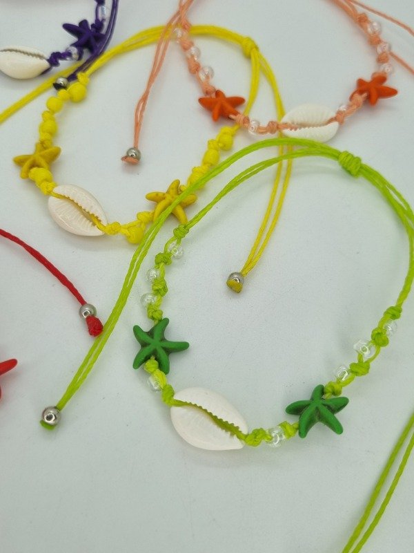 Producto - Pulsera tobillera regulable color buzio estrellita mar