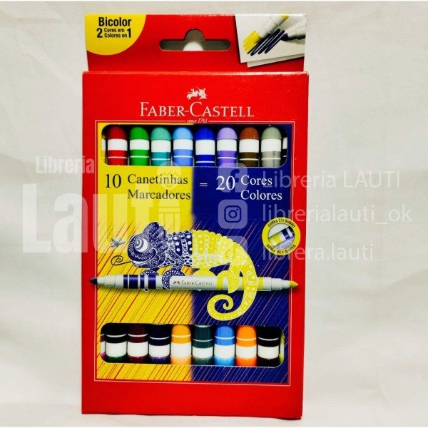Producto - Marcadores "Faber Castell" Bicolor Pack 10 Unidades x 20 Colores