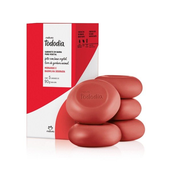 Producto - Jabones Fresa y vainilla dorada x 5 u. De 90 g c/u