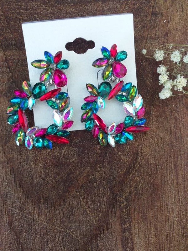 Producto - AF0031 Aro Piedra Colgante Multicolor