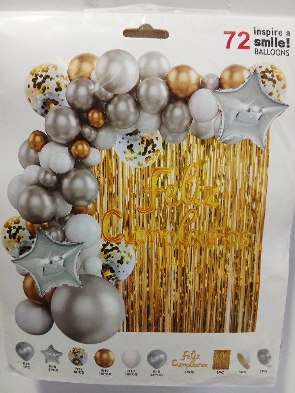 Producto - Sets globos plateado / dorado plate 72 piezas