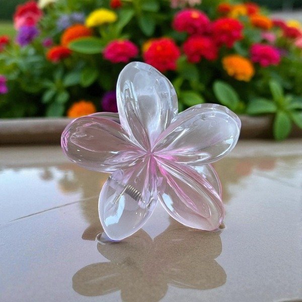 Producto - Broche HawaianaTraslucido Blanco Transparente Rosa