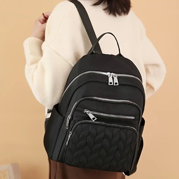 Producto - Mochila negra doble compartimento impermeable