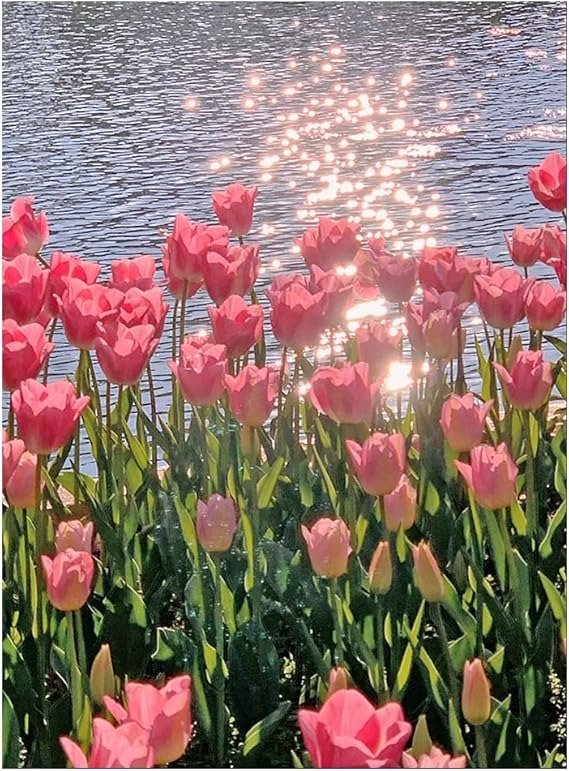 Producto - DIAMOND PAINTING 30X40 TULIPANES EN EL LAGO