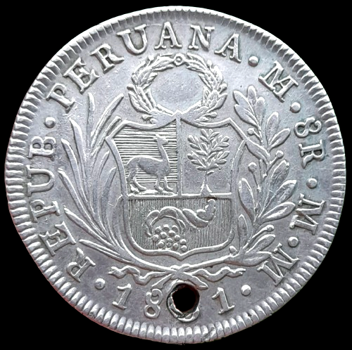 Producto - Perú 8 Reales 1831 MM - Lima Km#142.3