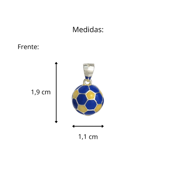 Producto - Dije Pelota de Fútbol Plata 925 Esmaltada Azul y Amarillo - 4