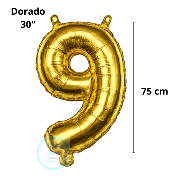 Producto - Globo N. 9 Metalizado 30" (75 cm) DORADO x1