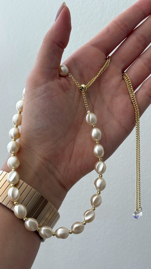 Producto - Choker perlas mach regulable ORO LAMINADO