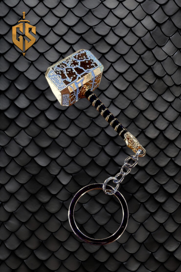 Producto - Llavero de metal Mjolnir Dorado con Rayos - Martillo de Thor