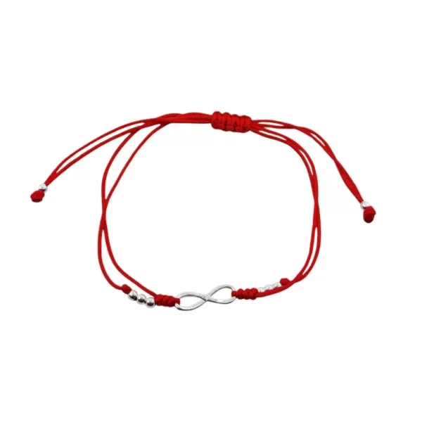 Producto - Pulsera de hilo rojo, infinito y bolitas de plata