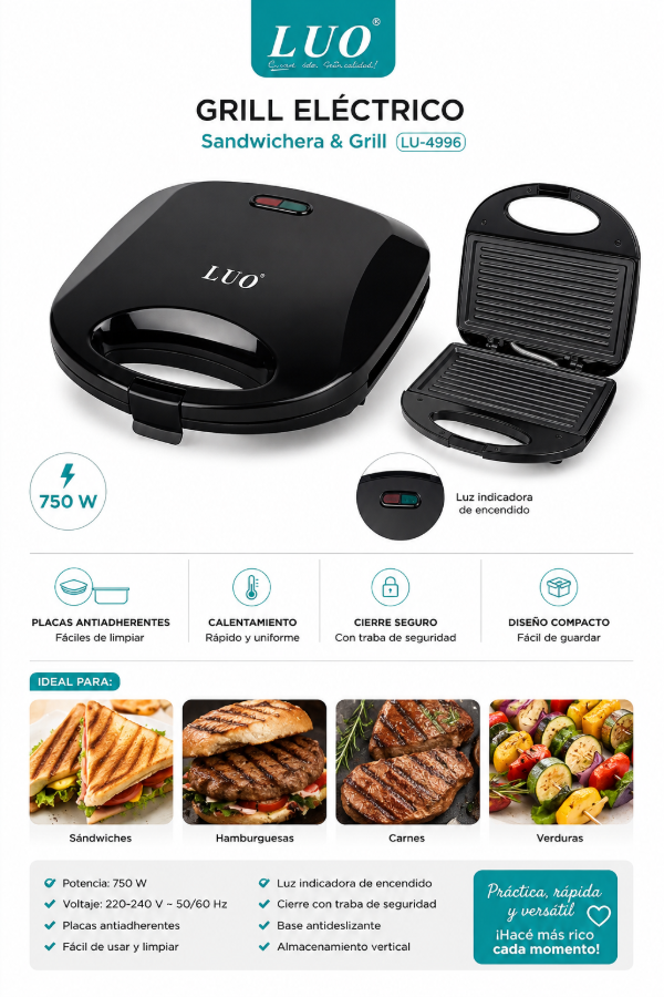 Producto - Sandwichera Grill Luo - 0