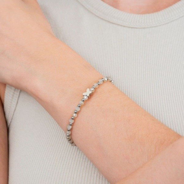 Producto - Pulsera Beige Mariposa Borboleta - Acero quirugico