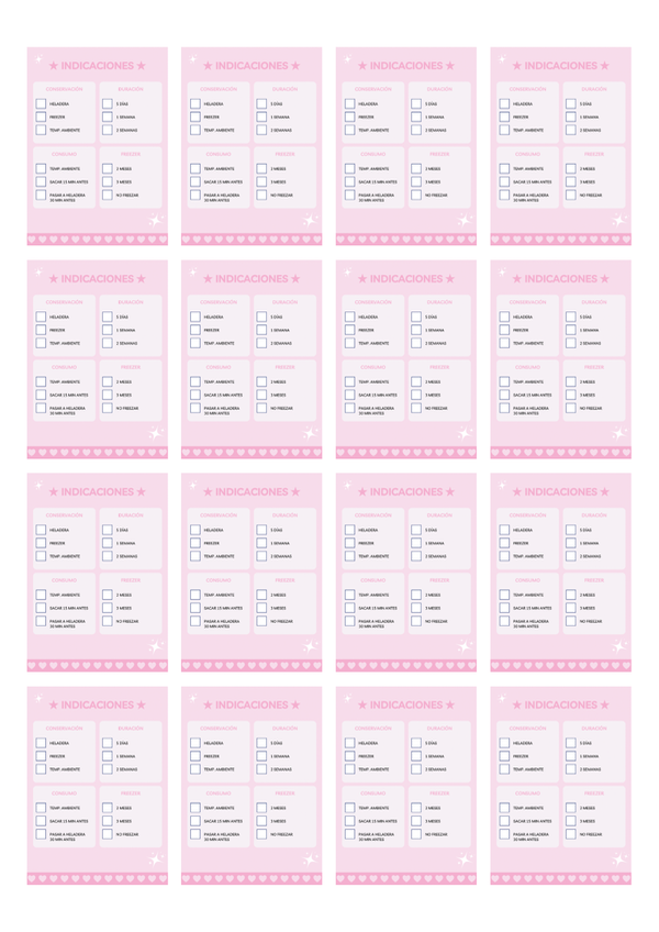 Producto - Imprimible tarjeta indicaciones productos