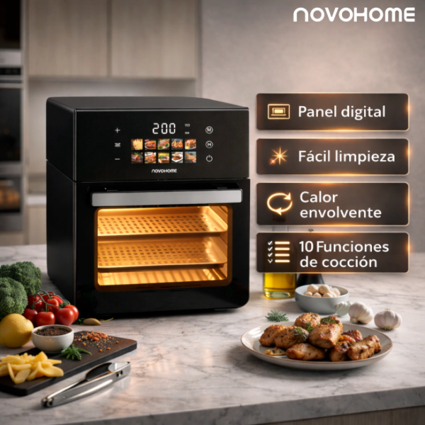 Producto - Freidora Horno 10 Programas 11 Lts 1500W Digital -black -Novohome  (NH-AF30N) - 2