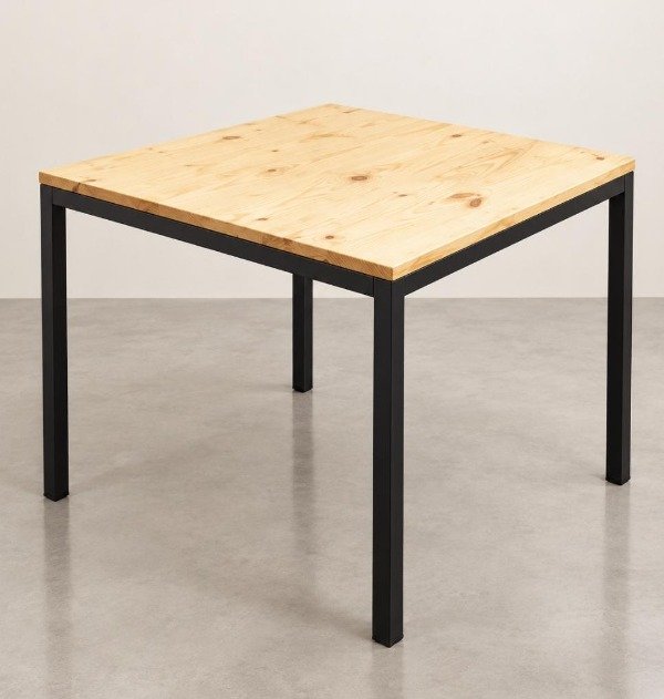 Producto - Mesa hierro y madera 70x70x75