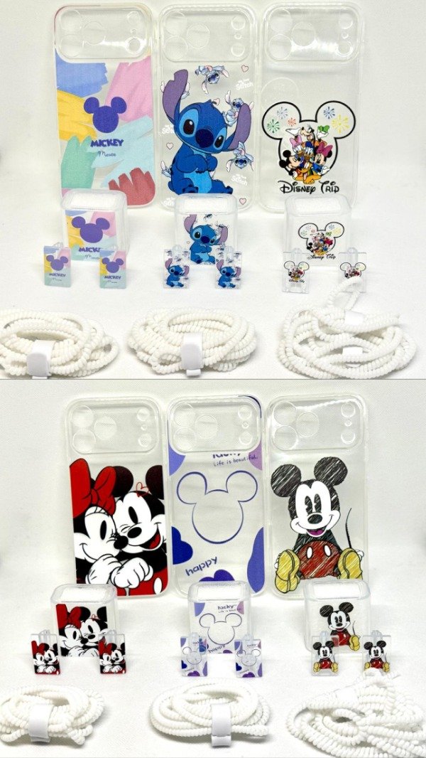Producto - Mickey y Minnie + Protector de Cargador y Cable