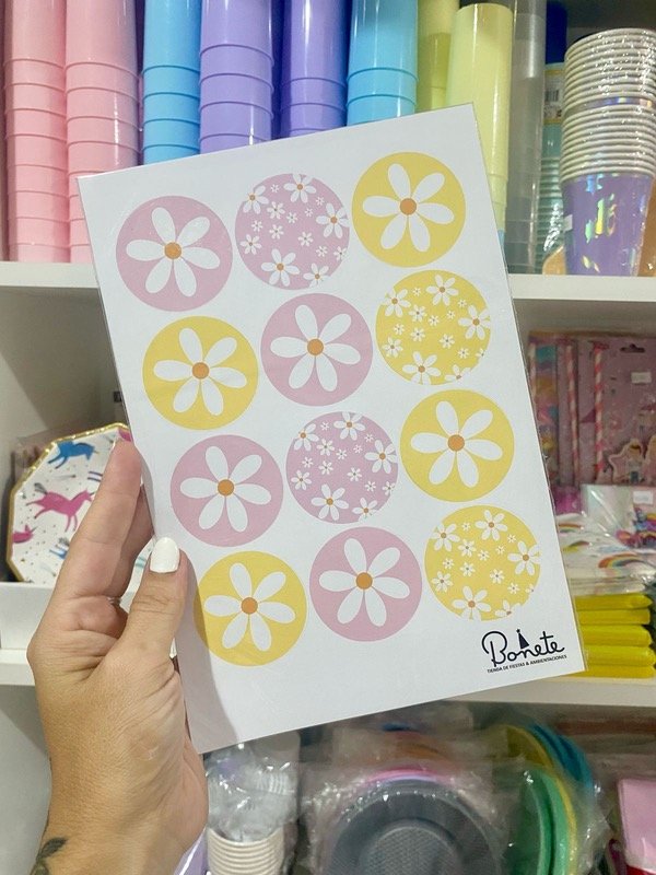 Producto - Margaritas Stickers Rosa x 12u
