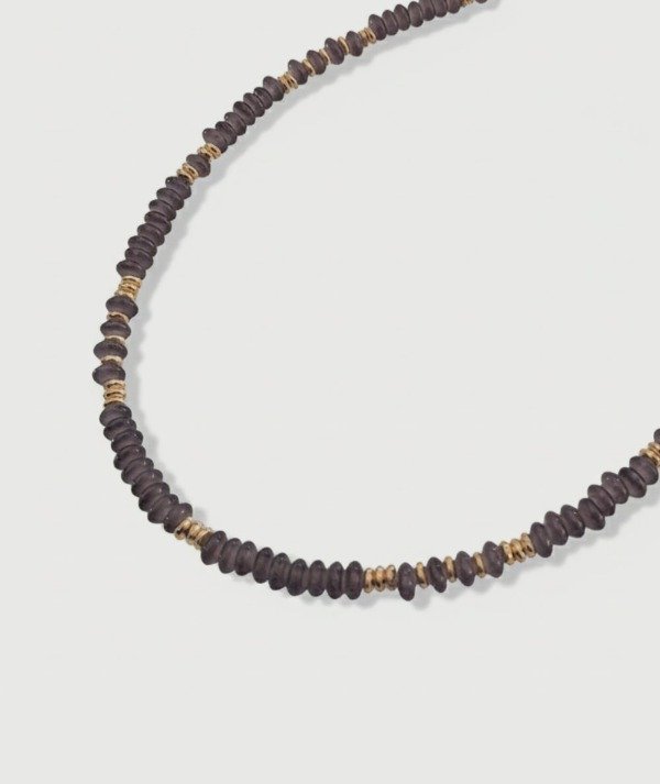 Producto - collar tica - gris y dorado -