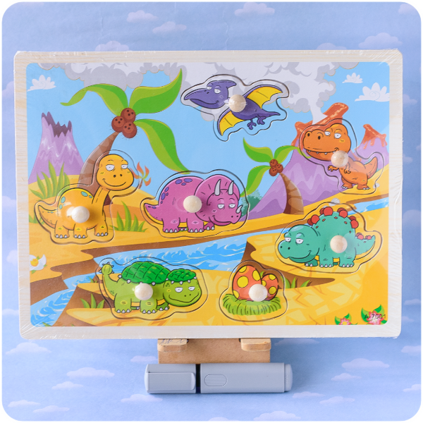 Producto - Encastrable de Madera con Agarre -  Dinosaurios, 7 Piezas