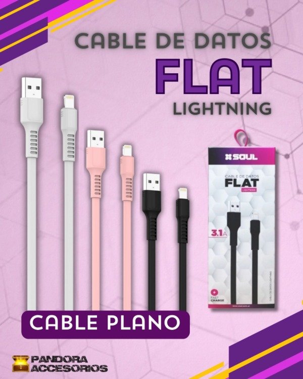 Producto - Cable de Datos y Carga Flat Lightning 3.1A