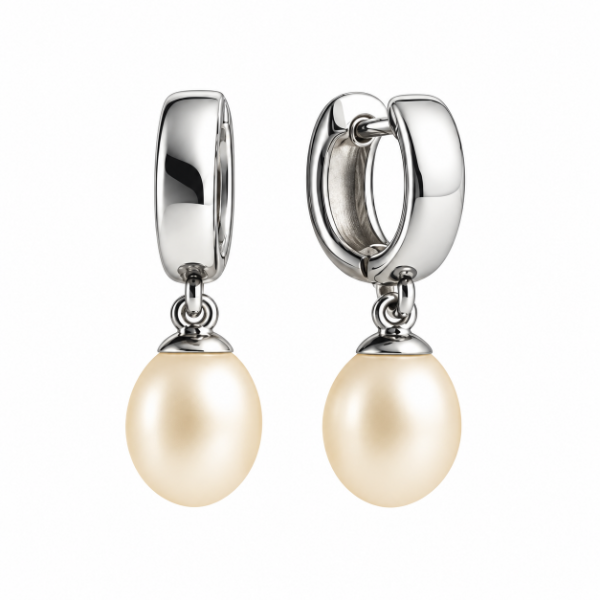 Producto - Aros Huggie Perla Oval de plata - 0