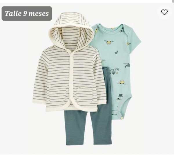 Producto - Trio carters campera pantalon y body talle 9 meses rayado