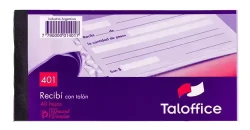 Producto - TALONARIO RECIBÍ TAL OFFICE 40 HJS