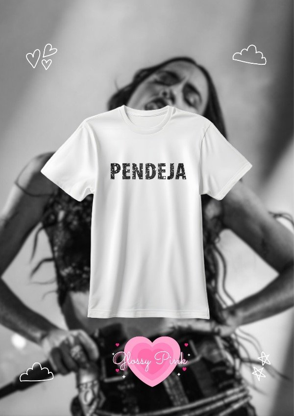Remera Pendeja - VINILO GLITTER NEGRO