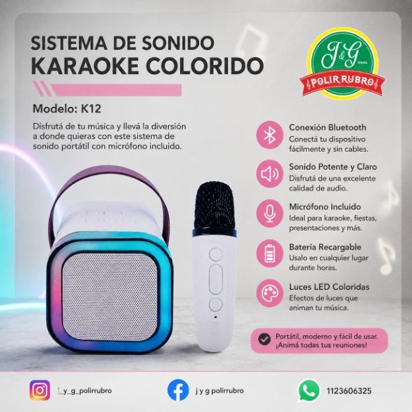 Producto - PARLANTE COLORFUL KARAOKE + MICROFONO