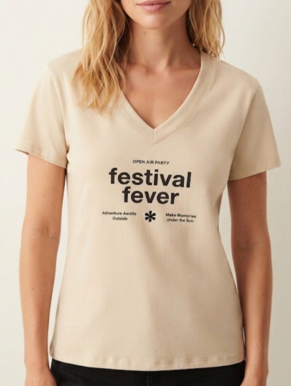 Producto - Remera cuello V "Festival Fever" Algodón 24 (Art. 6221)