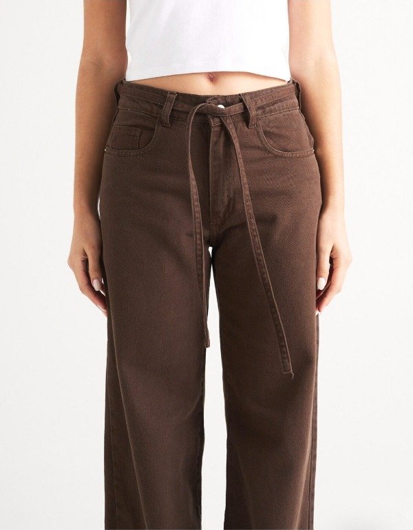 Producto - Wide leg chocolate con cinto (W116)