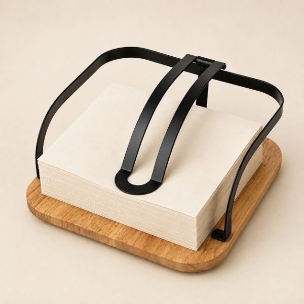 Producto - Servilletero de Bambú y Metal Negro 20x20 cm - 2