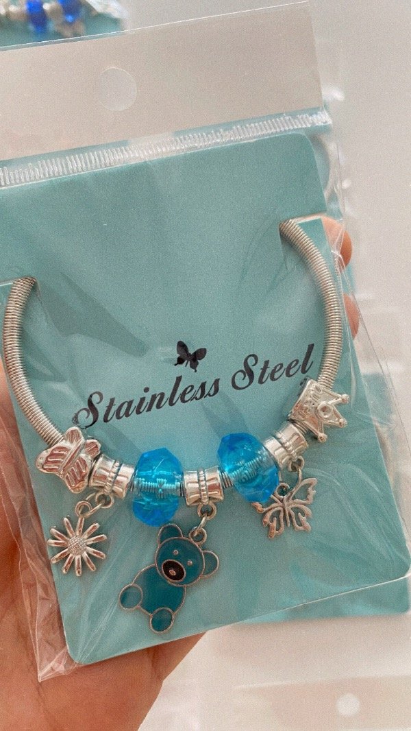 Producto - Pulsera simil Pandora. ACERO. Celeste