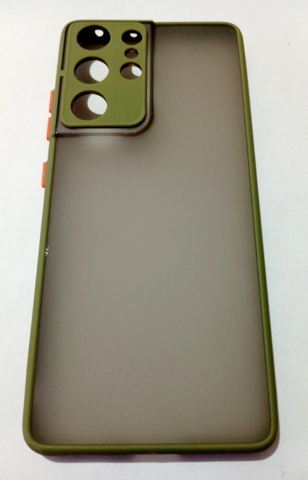 Producto - Funda Traslúcida oscuro borde Verde para Samsung S21 Ultra