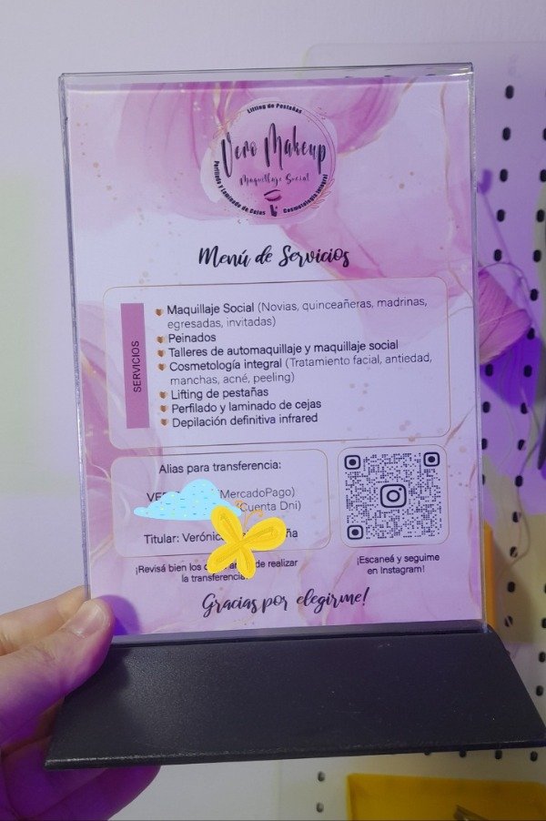 Producto - Menú de servicios acrílico (o Qr de pagos)