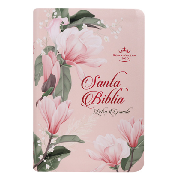 Producto - Biblia Reina Valera 1960 Letra Grande Floreada Rosa Claro