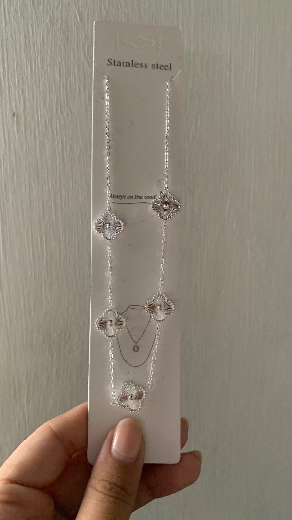 Producto - Collar Trebol Acero blanco