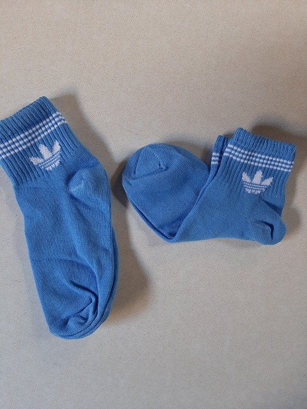 Producto - Soquete alto adulto - Adidas celeste rayas blanco