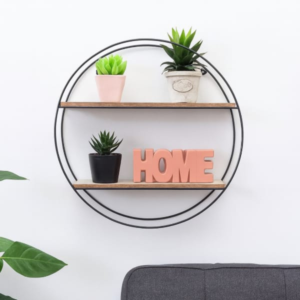 Producto - Estante Organizador Flotante Metálico y Madera Circular