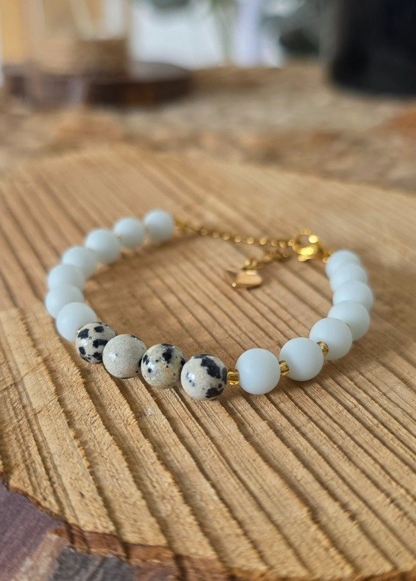 Producto - Pulsera Jaspe Dalmata y Blanco - 0