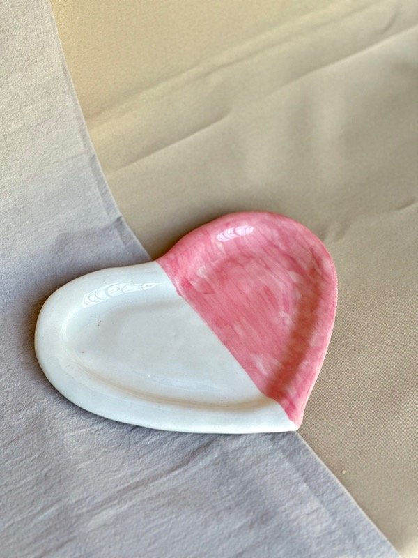 Producto - Bandeja corazón artesanal - 1/2 cristal y rojo