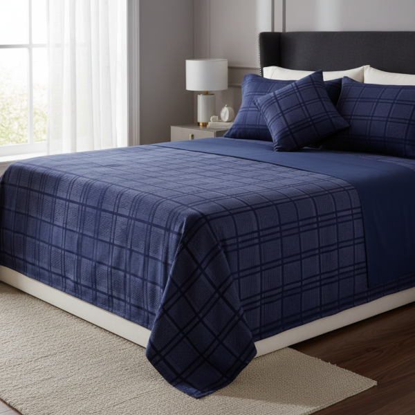 Producto - Juego de Sábana de 1 1/2 Plazas "Cuadrillé"