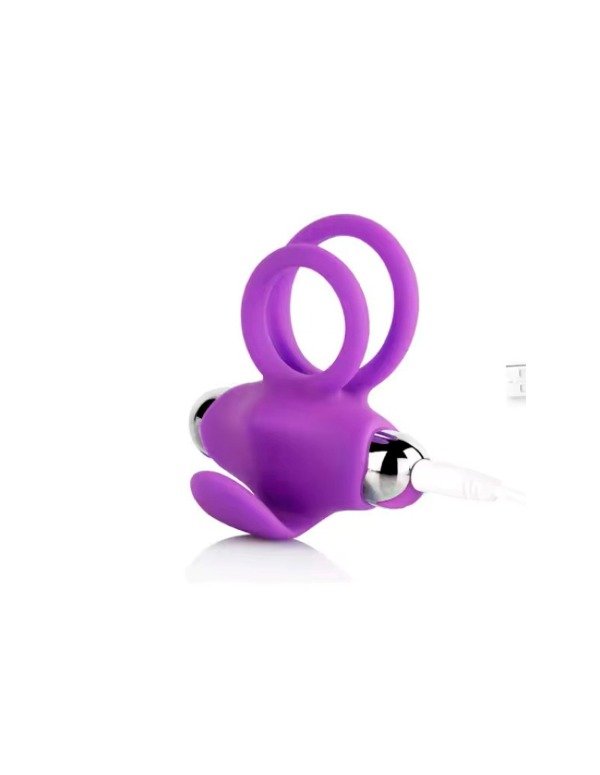 Producto - ANILLO VIBRADOR USB DOBLE ARO LENGUA CLÍTORIS COLOR VIOLETA 20 FUNCIONES FEMALE