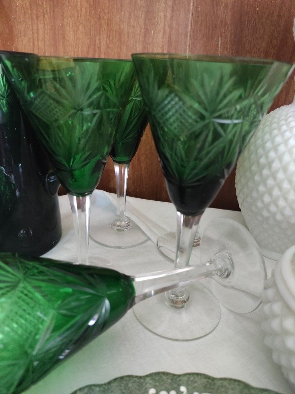 Producto - Copas cristal tallado verde