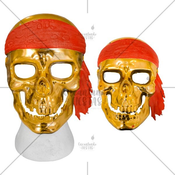 Producto - Mascara Calavera Pirata Metalizada Dorado Halloween