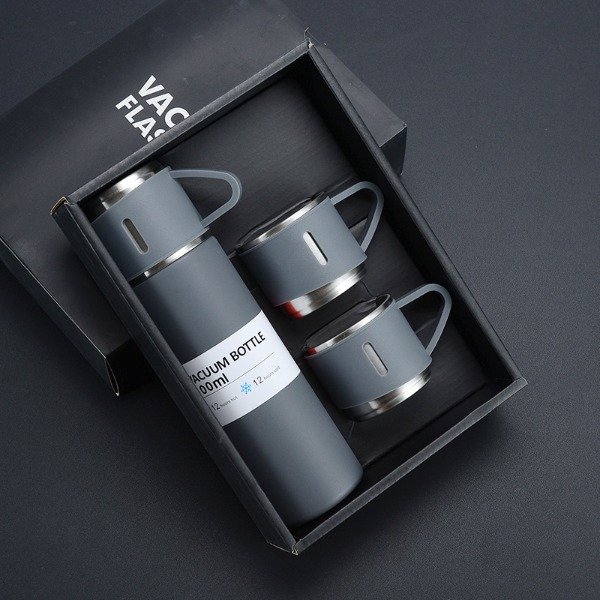 Producto - Termo acero inox 500ml +3 tazas